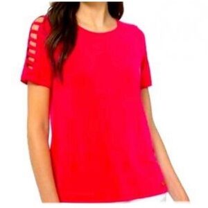 Michael Kors Red Top with partial Slashed Sleeves